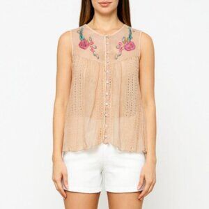 Matthew Williamson Embroidered Beaded Pearl Button Down Cape Nude Vest b94